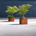 CARREZ vaso da fiori con ruote quadrato - corten - immagine 2