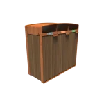 Cestino per rifiuti STORR - corten, con finitura in legno