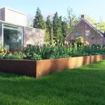 Bordatura da giardino in acciaio Corten, bordo superiore smussato, angolo interno - immagine 4