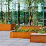 Muro di contenimento in acciaio Corten, bordo superiore stretto, dritto - immagine 3